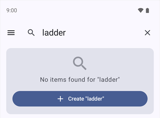 No items found for ladder, with a Create ladder button.